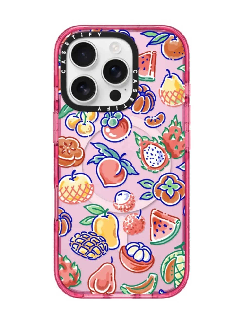Casetify Pink Fruit Pattern iPhone 16 Pro Case